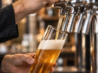 Ausschank von Craft Beer in ein hohes Bierglas